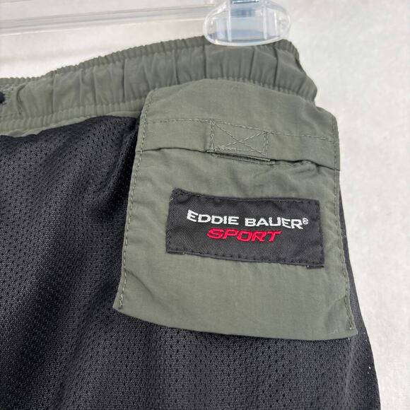 Eddie Bauer Sport Nylon Shorts Mens Size M Tall Green Mesh Brief Lining Belted - Picture 6 of 11